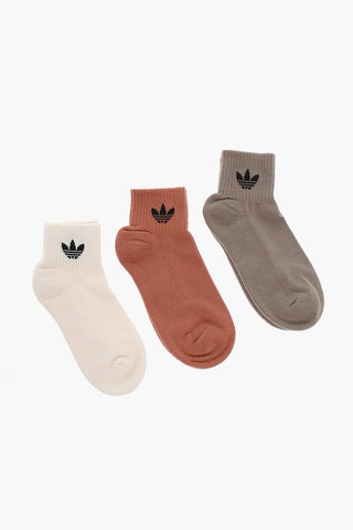 Set of 3 Cotton Blend Socks with Embroidered Logo