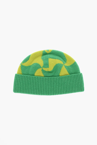 Wool Beanie with WAVY TRIANGLE Pattern
