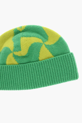 Wool Beanie with WAVY TRIANGLE Pattern