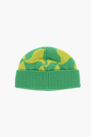 Wool Beanie with WAVY TRIANGLE Pattern