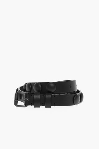Leather Belt with All-Over Studs 20mm