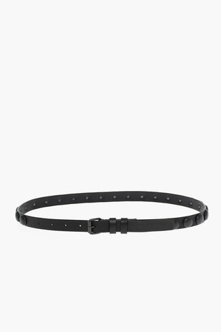 Leather Belt with All-Over Studs 20mm