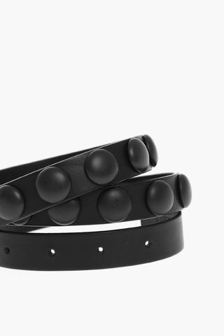 Leather Belt with All-Over Studs 20mm