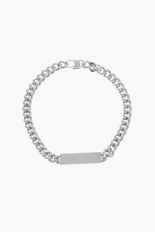 Collana In Catena Effetto Argentato con Logo Inciso