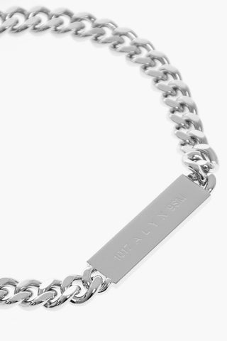 Collana In Catena Effetto Argentato con Logo Inciso