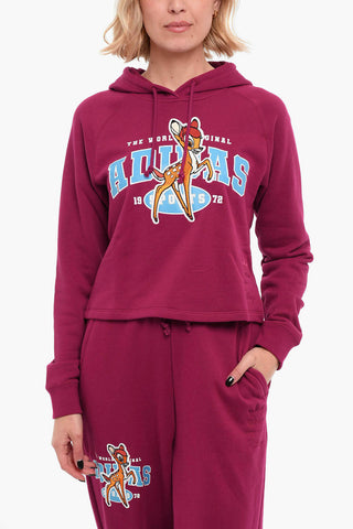 Brushed Cotton Embroidered BAMBI Cropped Hoodie