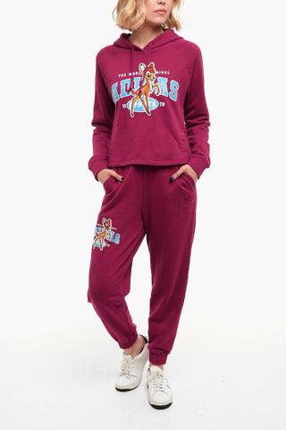 Brushed Cotton Embroidered BAMBI Cropped Hoodie