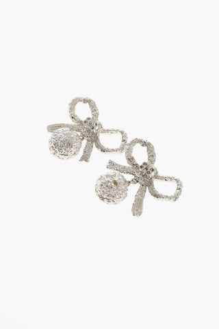 Bow  Shape Teardrop Earrings with Aluminum Effect
