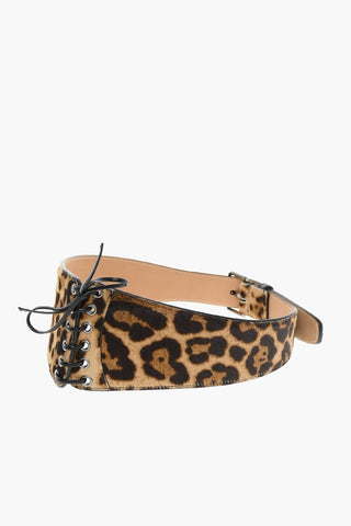 Calfskin Lace-up Belt with Animalier Pattern