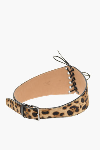 Calfskin Lace-up Belt with Animalier Pattern
