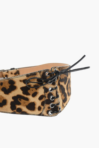 Calfskin Lace-up Belt with Animalier Pattern