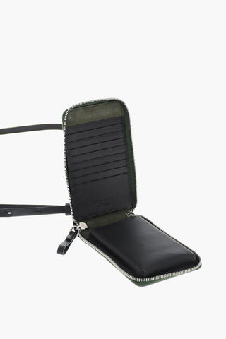 GIORGIO Leather Phone Pouch with Removable Shoulder Strap and Inner Card Compartments