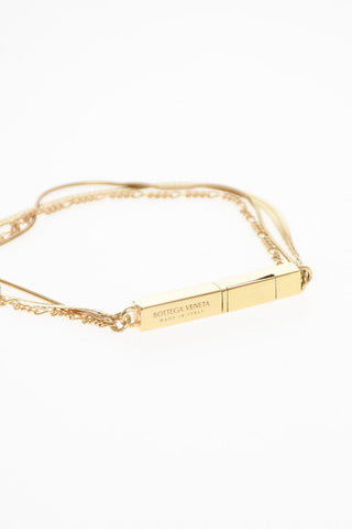Golden Effect Double Bracelet with Clasp Closure