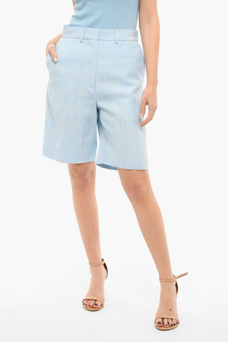 Silk-blend Pleat-front Shorts with Wide Leg