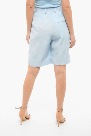 Silk-blend Pleat-front Shorts with Wide Leg