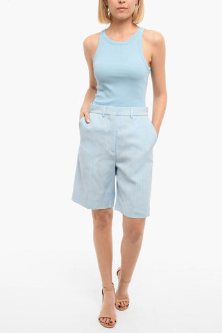 Silk-blend Pleat-front Shorts with Wide Leg