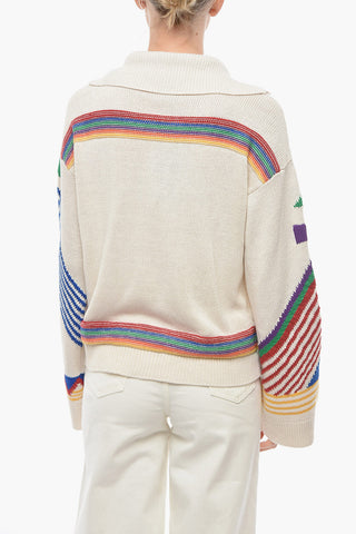 Maglia in Misto Lino con Collo a V