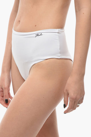 High-Waisted Bikini Briefs with Silver Logo