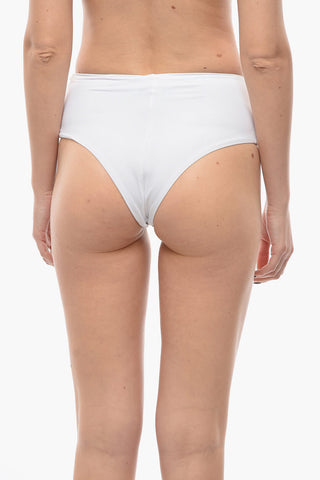 High-Waisted Bikini Briefs with Silver Logo