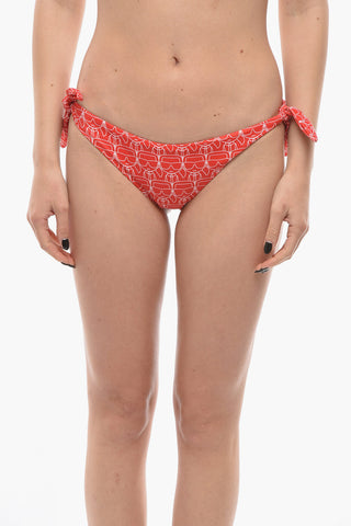Slip Bikini con Stampa Iconica All Over e Lacci da Annodare