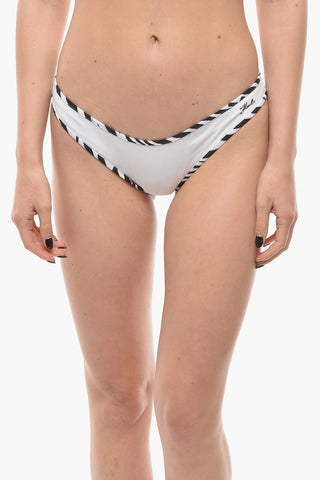 Solid Color Bikini Bottom with Animal Patterned Edges
