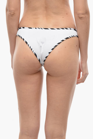 Solid Color Bikini Bottom with Animal Patterned Edges