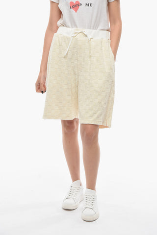 Cotton Terrycloth Shorts with High Waist and Embossed Monogram
