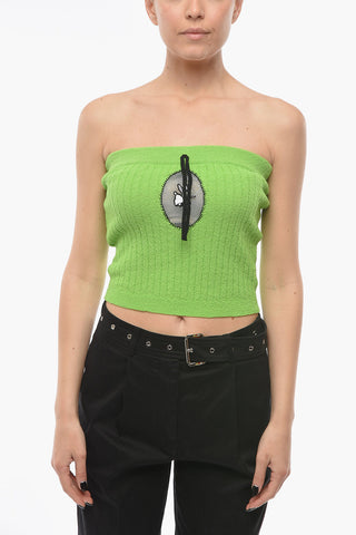 Lurex Embroidered Ribbed ALLISON Tube Top