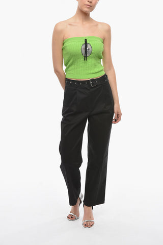 Lurex Embroidered Ribbed ALLISON Tube Top