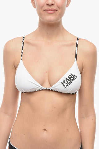 Triangle Bikini Top with Animal-Print Details