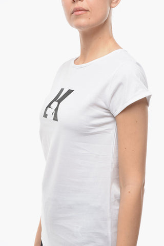 Crew-neck T-Shirt with Printed Contrasting Logo