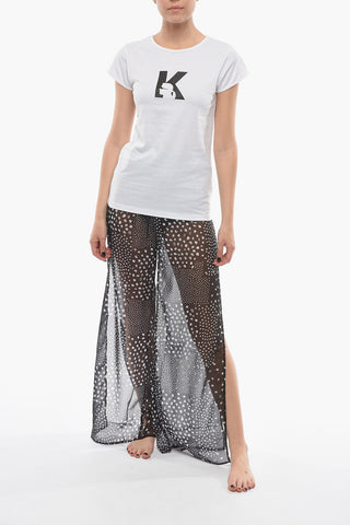 Crew-neck T-Shirt with Printed Contrasting Logo