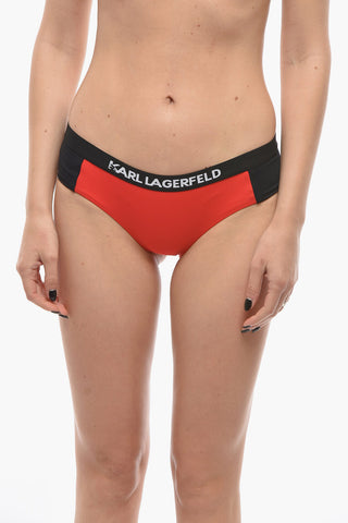 Bikini-Slip SPORT zweifarbig mit elastischem Logobund in der Taille