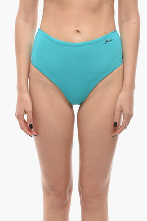 High-Waisted Swimsuit with Silver Logo