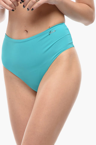 High-Waisted Swimsuit with Silver Logo