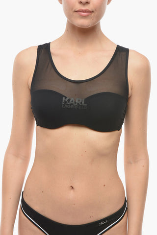 Top Bikini in Tinta Unita con Dettaglio Trasparente