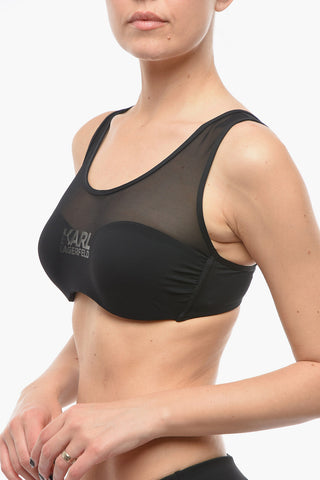 Top Bikini in Tinta Unita con Dettaglio Trasparente
