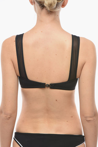 Top Bikini in Tinta Unita con Dettaglio Trasparente