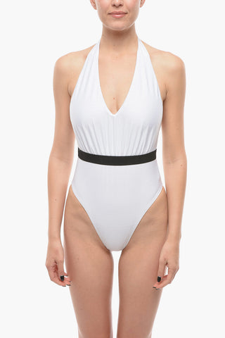 One-piece Swimsuit with Bow on the Neck