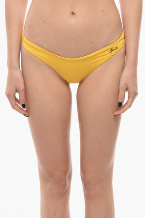 Slip Bikini in Tinta Unita con Logo in Metallo