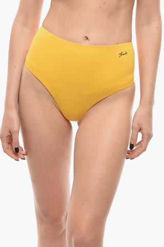 Slip Bikini a Vita Alta in Tinta Unita