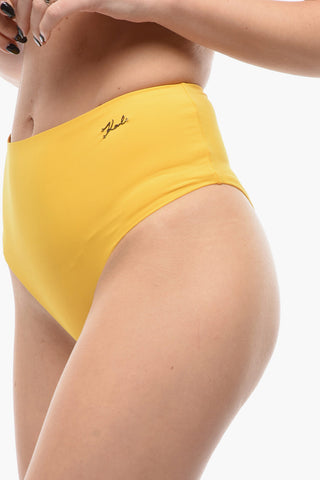 Slip Bikini a Vita Alta in Tinta Unita
