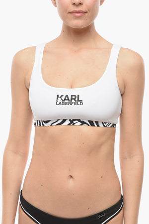 Plunge Bikini Top with Cut-Out Details and Animal-Print