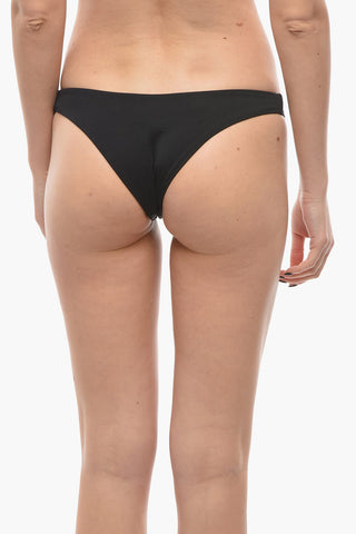 Solid Color Bikini Bottom with Logo Detail