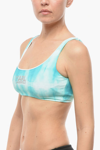 Tie-Dye Effect Plunge Bikini Top With Cut-Out Details On Back