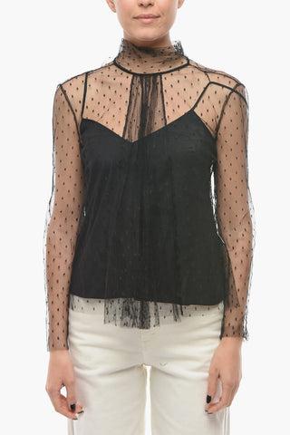 Camicia in Tulle con Colletto Tie Neck