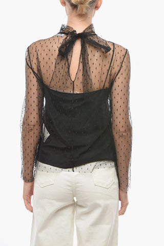 Camicia in Tulle con Colletto Tie Neck
