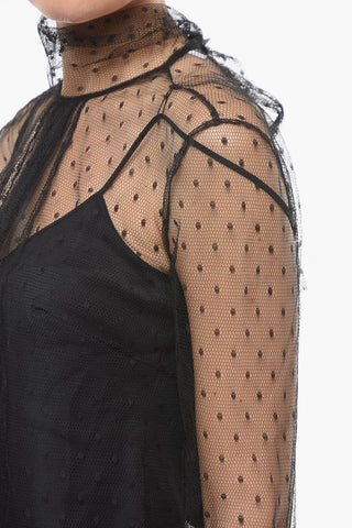 Camicia in Tulle con Colletto Tie Neck