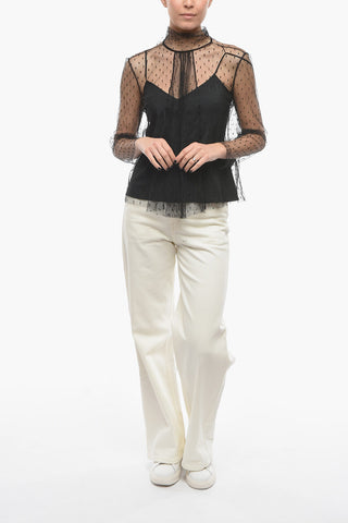 Camicia in Tulle con Colletto Tie Neck