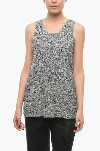 Bouclé Knit Tank Top with Oversize Fit